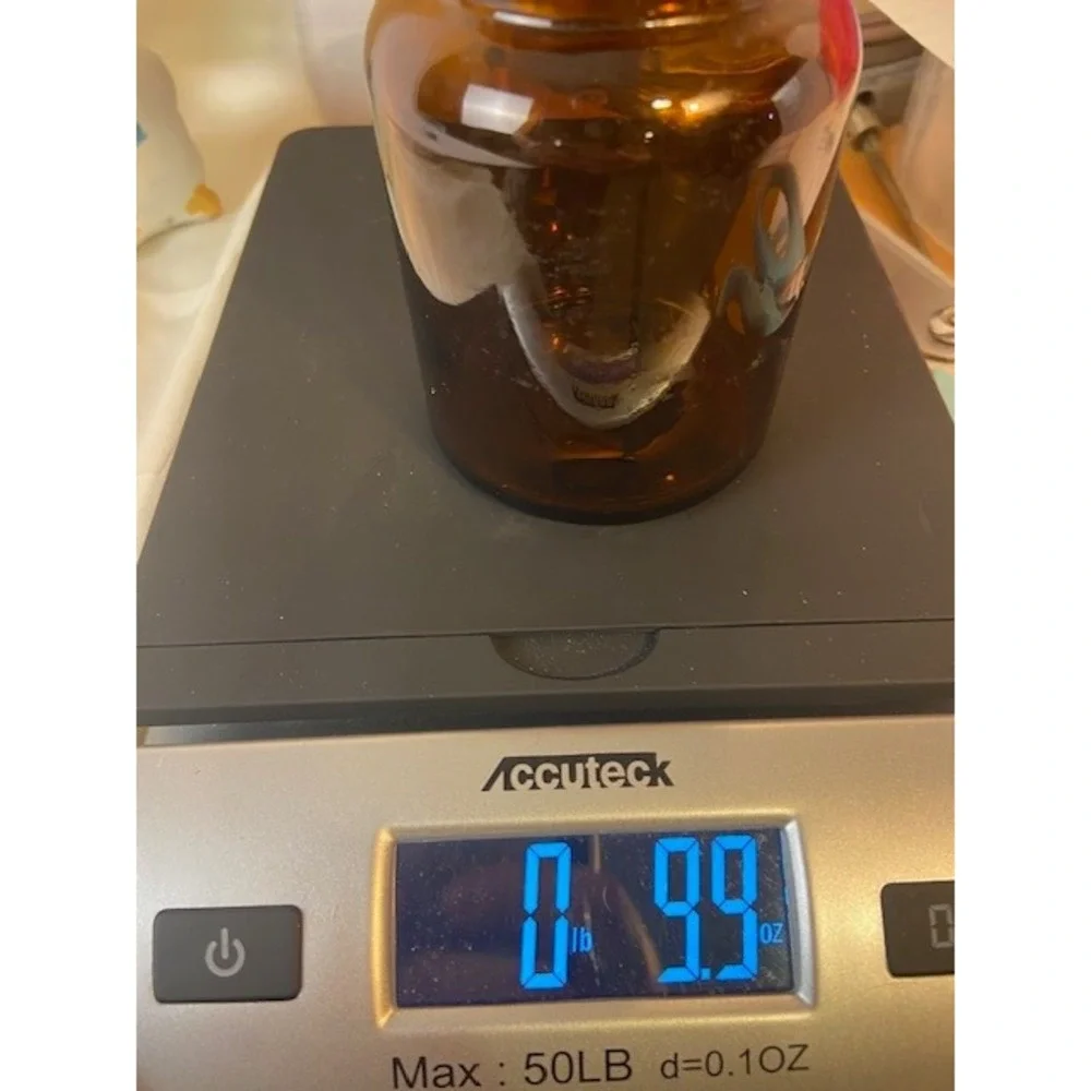 Vintage Amber Glass Apothecary Jar with Bubble Lid Made in Belgium Brown 5.5